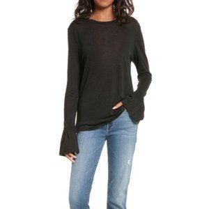 Frame Ruffle Cuff Linen Top